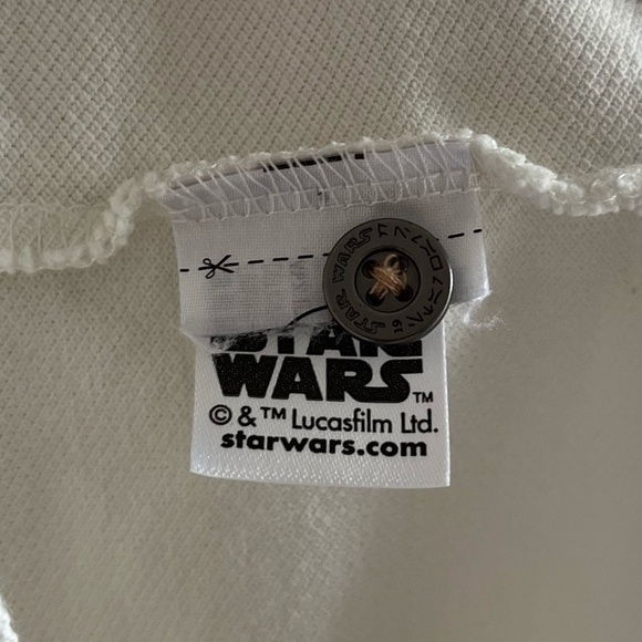 DISNEY STAR WARS | Embroidered Death Star Polo Shirt in Tan/White | Size Small - Picture 10 of 11